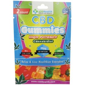 420 Health CBD Gummies 40mg 2 Count Pouch **