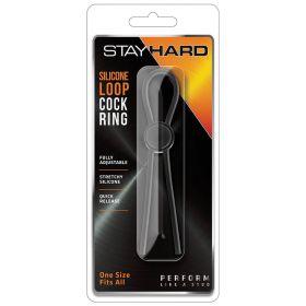 Stay Hard Silicone Loop Cock Ring-Black **