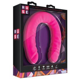 Ruse Silicone Slim Double Dong-Hot Pink 18" **