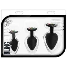 Luxe - Bling Plugs Training Kit - Black With Rainbow Gems **