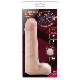 X5 7 Inch Cock With Flexible Spine - Natural **