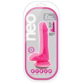 Neo - 6 Inch Dual Density Cock With Balls - Neon Pink **