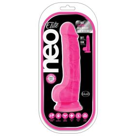 Neo Elite Silicone Dual Density Cock with Balls-Neon Pink 7.5" **