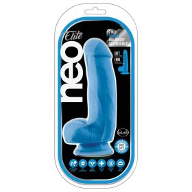 Neo Elite Silicone Dual Density Cock with Balls-Neon Blue 7" **