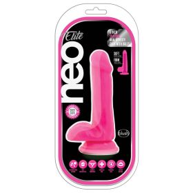 Neo Elite Silicone Dual Density Cock with Balls-Neon Pink 6" **