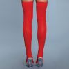 BeWicked Opaque Nylon Thigh Highs-Red O/S
