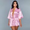 BeWicked Satin Robe-Pink Medium