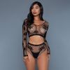 BeWicked Floral Delight Bodystocking-Black Queen