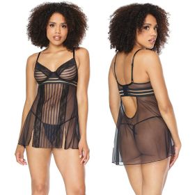 Coquette Babydoll & G-String Set-Black Large