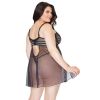 Coquette Babydoll & G-String Set-Black 3X/4X