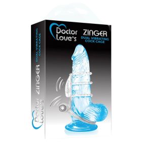 Doctor Love's Zinger Dual Vibrating Cock Cage-Clear **