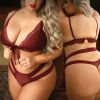 Fantasy Lingerie Vixen Good 4 You Lace Bralette & Panty-Burgundy Queen