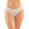 Fantasy Lingerie Daisy Crotchless Lace Panty-White S/M