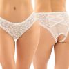 Fantasy Lingerie Daisy Crotchless Lace Panty-White S/M