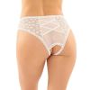 Fantasy Lingerie Daisy Crotchless Lace Panty-White L/XL