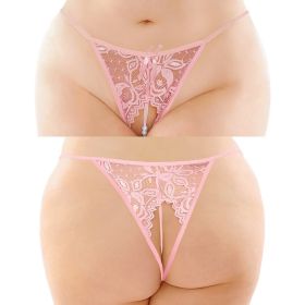 Fantasy Lingerie Calla Crotchless Pearl Panty-Light Pink Queen