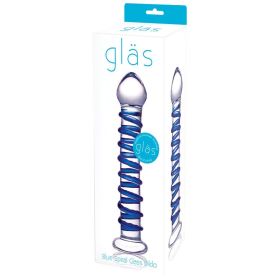 Blue Spiral Glass Dildo **