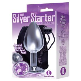 The 9's the Silver Starter Bejeweled Stainless Steel Plug - Violet **
