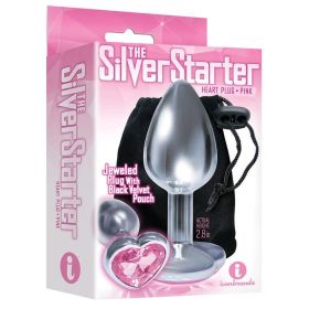 The 9's the Silver Starter Heart Bejeweled Stainless Steel Plug - Pink **