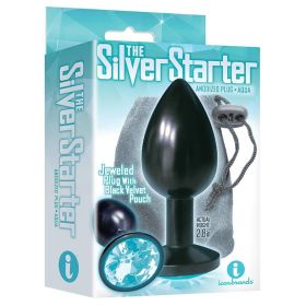 The 9's the Silver Starter Anodized Bejeweled Stainless Steel Plug - Aqua **