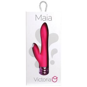 Maia Victoria Crystal Gems Dual Vibrator-Neon Pink 6" **