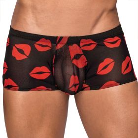 Kiss Me - Mini Short - Medium - Sheer Lips Black **