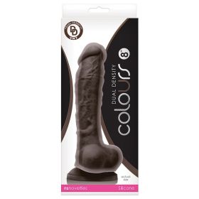 Colours Dual Density Dildo-Dark Brown 8" **