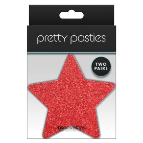 Pretty Pasties Glitter Stars-Red/Silve...