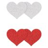 Pretty Pasties Glitter Hearts-Red/Silv...