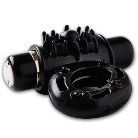 Sensuelle 7 Function Rechargeable Bullet Ring -  Black **