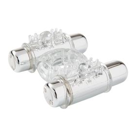 Sensuelle 7 Function Rechargeable Double Action Bullet Ring - Clear **