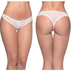 Paradise Crotchless Pearl Thong-White 1X/2X**