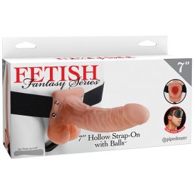 Fetish Fantasy Series Hollow Strap-On with Balls-Vanilla 7" **