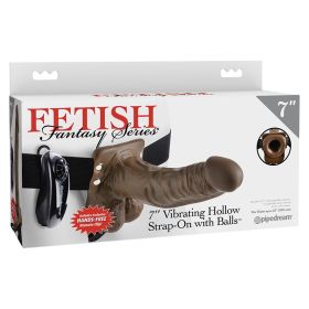 Fetish Fantasy Series Vibrating Hollow Strap-On-Chocolate 7" **