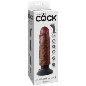 King Cock 6" Vibrating Cock - Brown **