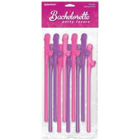 Bachelorette Party Dicky Sipping Straws-Pink/Purple 10pk