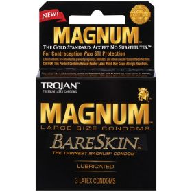 Trojan Magnum Bareskin Large Size Condoms 3 Pack**