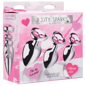 Booty Sparks Pink Heart Gem Anal Plug Set **