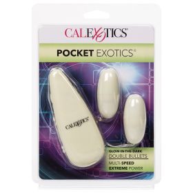 Glow-in-the-Dark Pocket Exotics Vibrating Glowing Double Bullets **